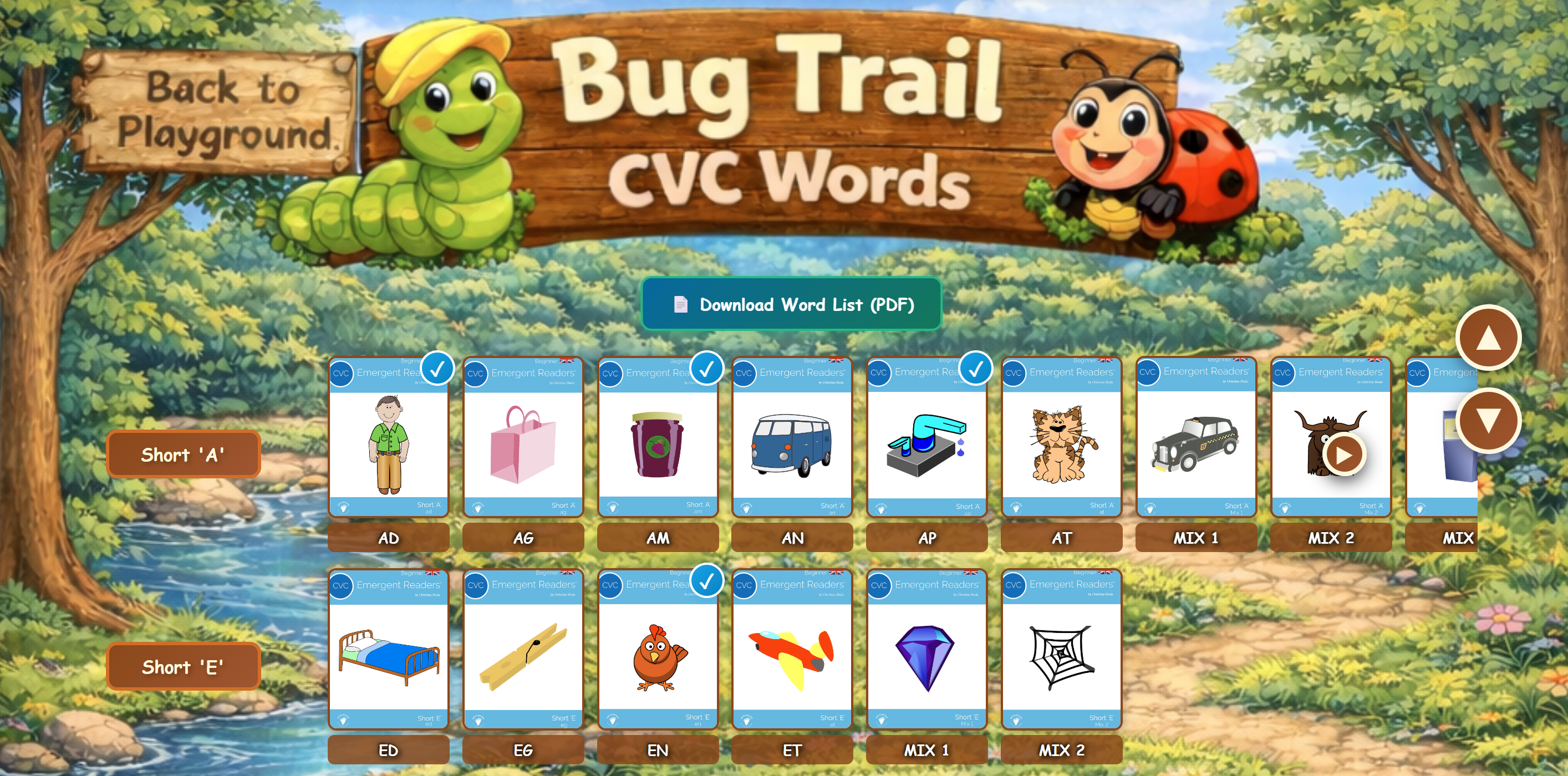 Bug Trail zone — CVC Words